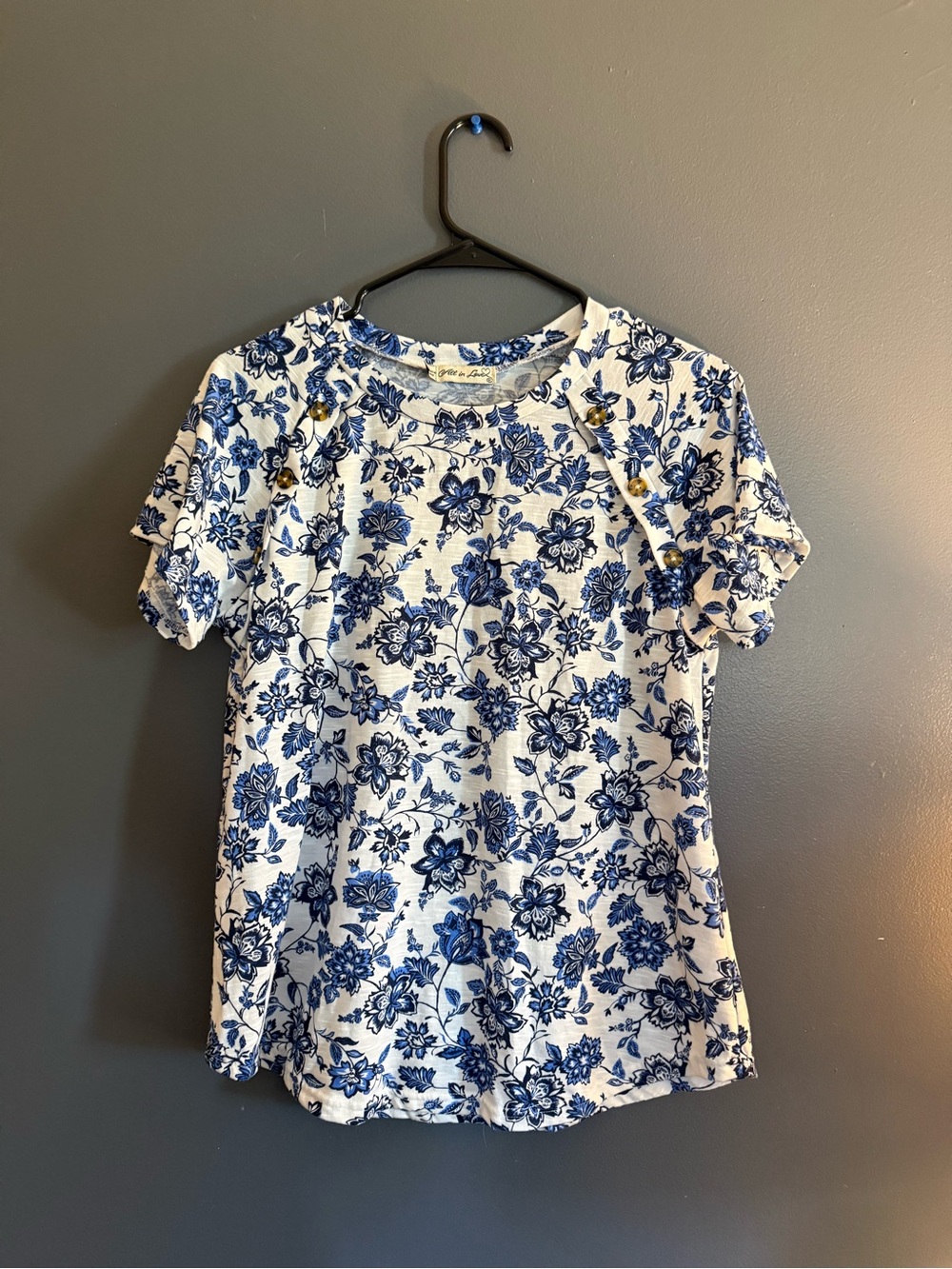 Blue Floral Short Sleeve Top - all in love